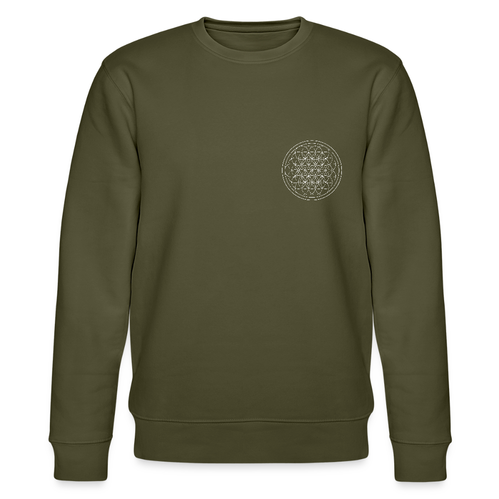 White flower of life organic cotton women's sweatshirt - khaki