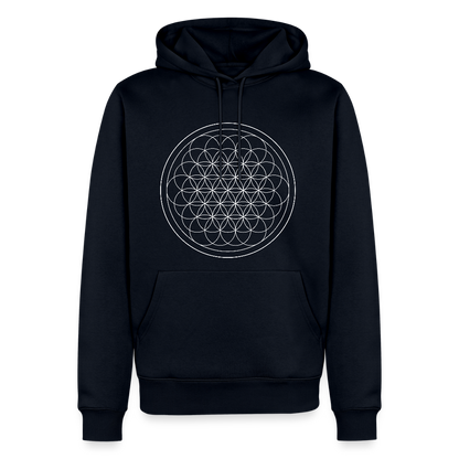 White flower of life men’s premium Hoodie - navy