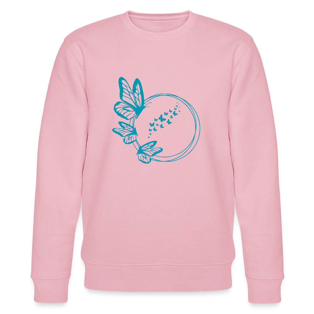 Blue butterflies women's organic cotton sweatshirt - cotton pink