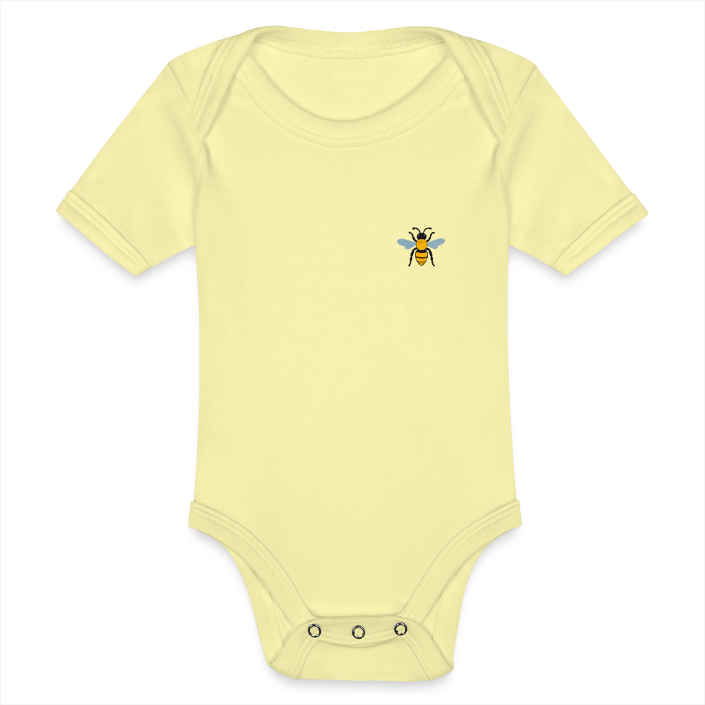 Bee Organic cotton short-sleeved Baby Bodysuit - washed yellow