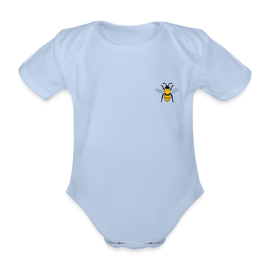 Bee Organic cotton short-sleeved Baby Bodysuit - sky
