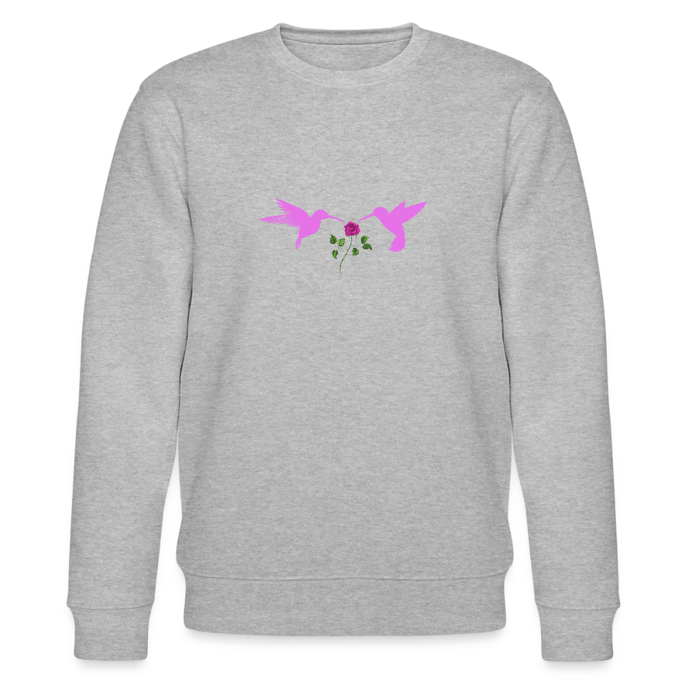 Pink Hummingbirds & Rose women's Organic cotton Sweatshirt - heather grey