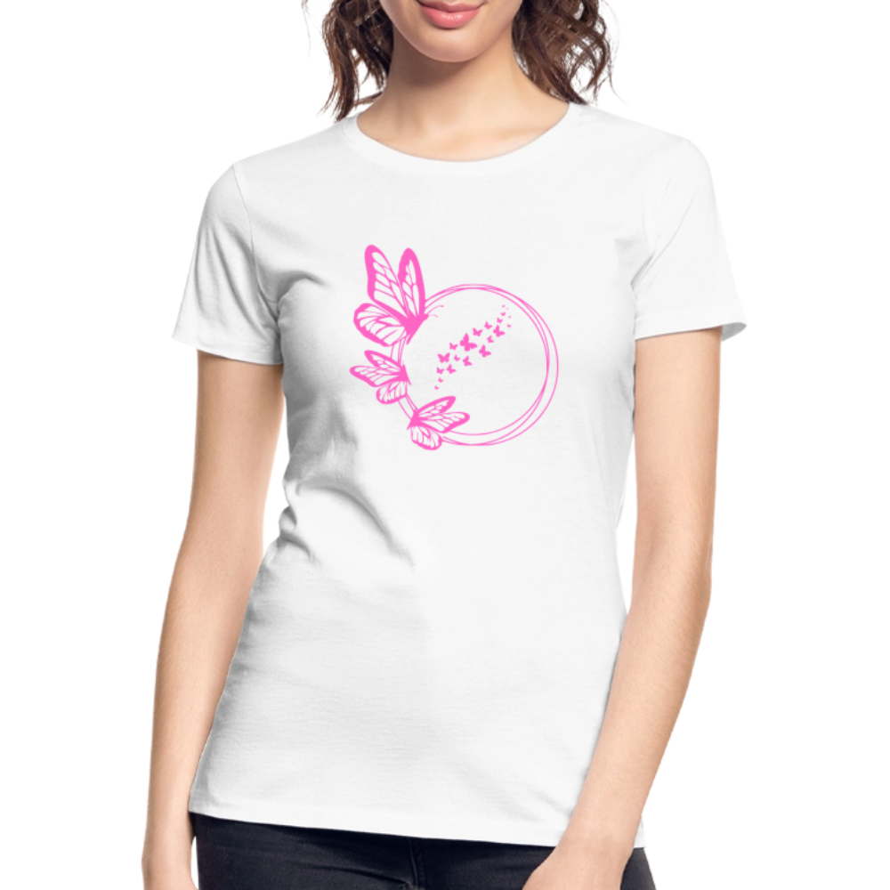 Pink butterflies women’s organic cotton T-Shirt - white