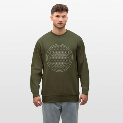 White flower of life GREENSTAR Organic  cotton men's sweatshirt - khaki