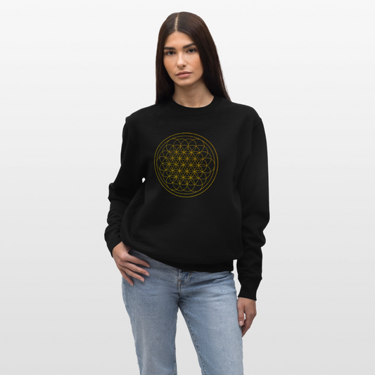 Golden flower of life organic cotton women's sweatshirt - black