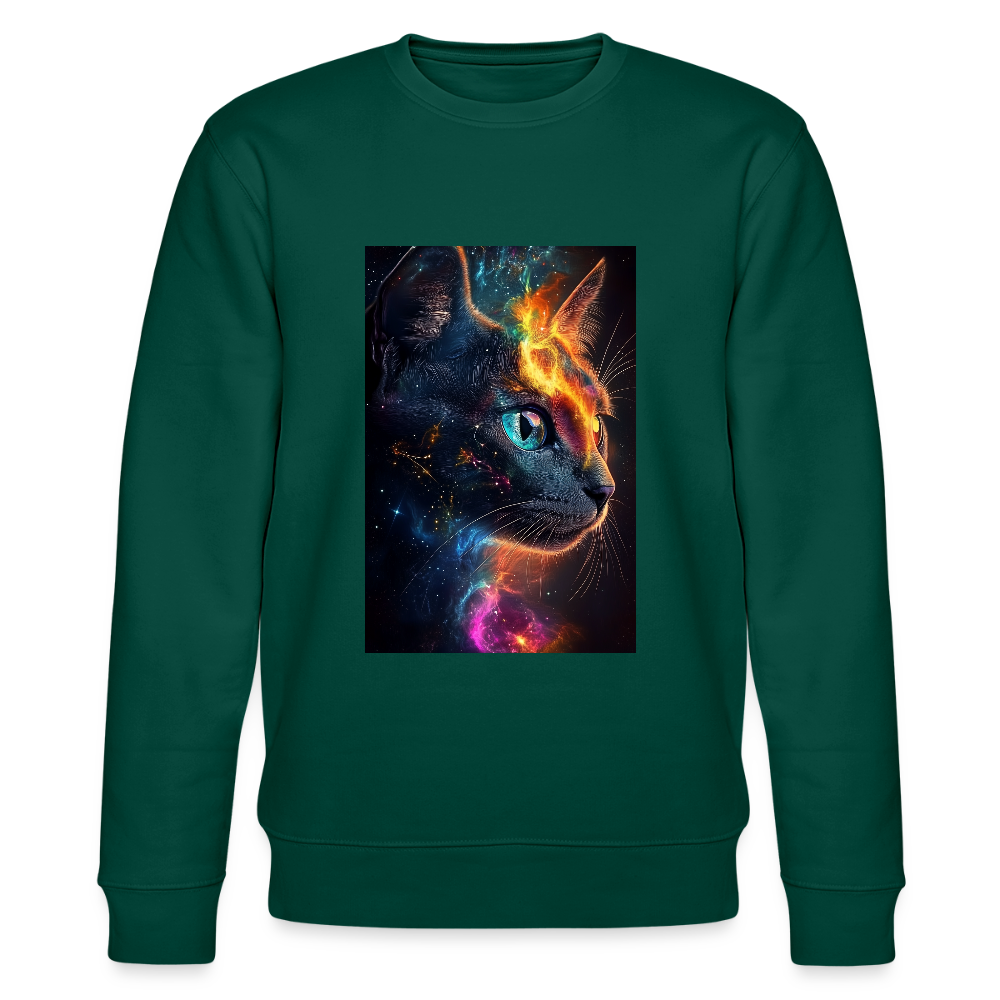 Cat women's organic cotton sweatshirt - forest