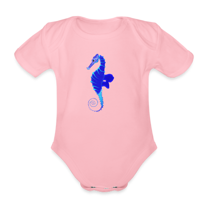 Seahorse Organic cotton short-sleeved Baby Bodysuit - light pink