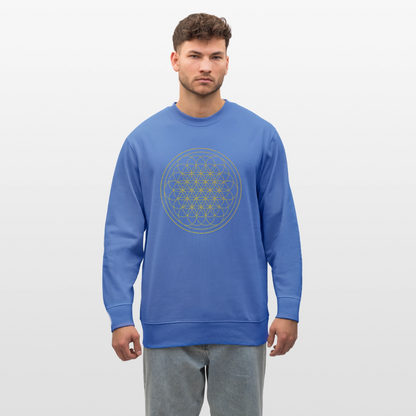 Golden flower of life GREENSTAR organic cotton men's sweatshirt - bright blue