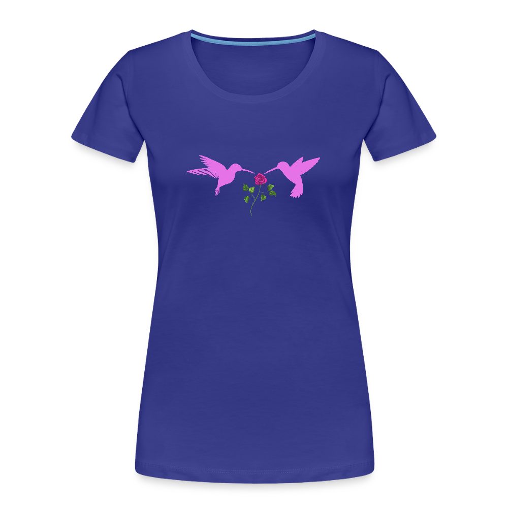 Pink Hummingbirds & Rose women’s organic cotton T-Shirt - royal blue