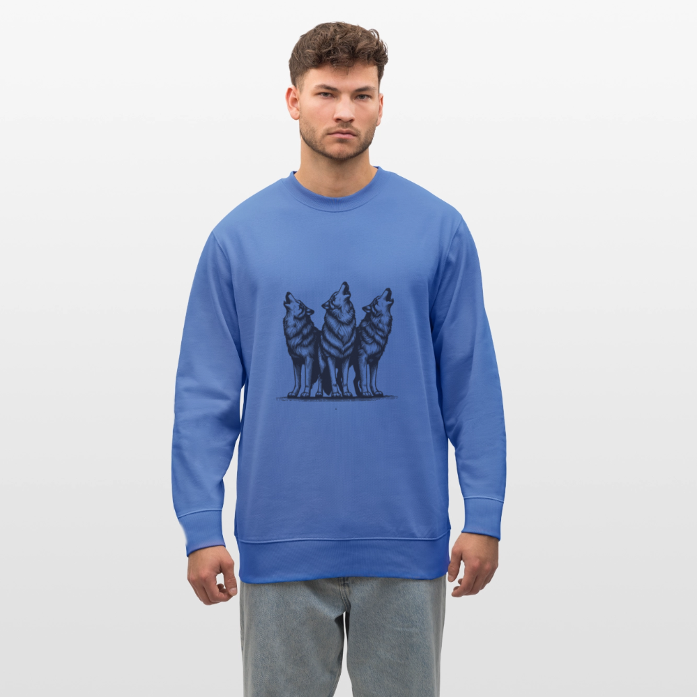 Wolves men's organic cotton sweatshirt - bright blue