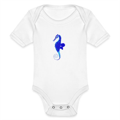 Seahorse Organic cotton short-sleeved Baby Bodysuit - white