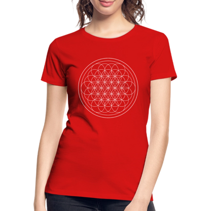 White flower of life women’s organic cotton T-Shirt - red