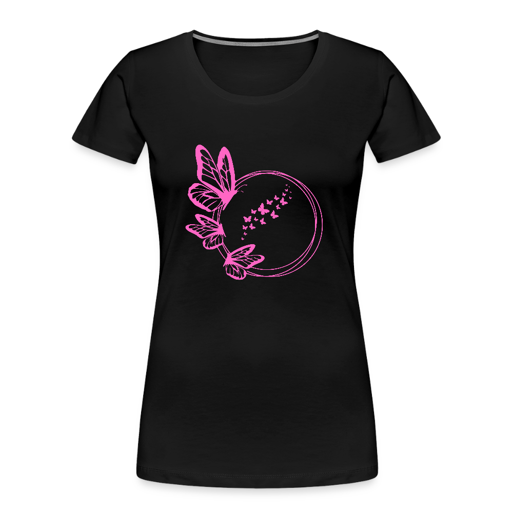 Pink butterflies women’s organic cotton T-Shirt - black
