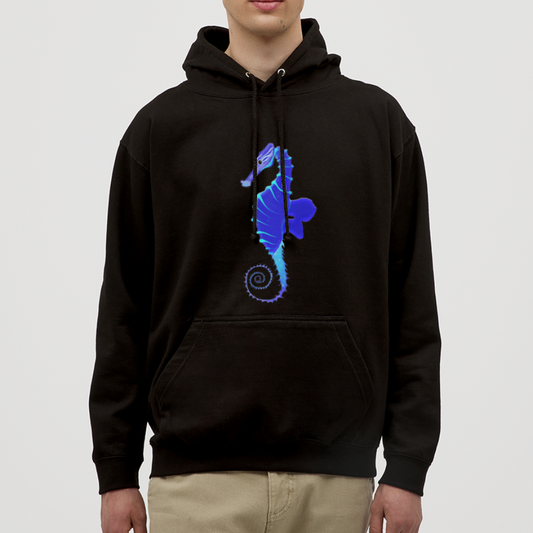 Blue Seahorse Men's Hoodie - black