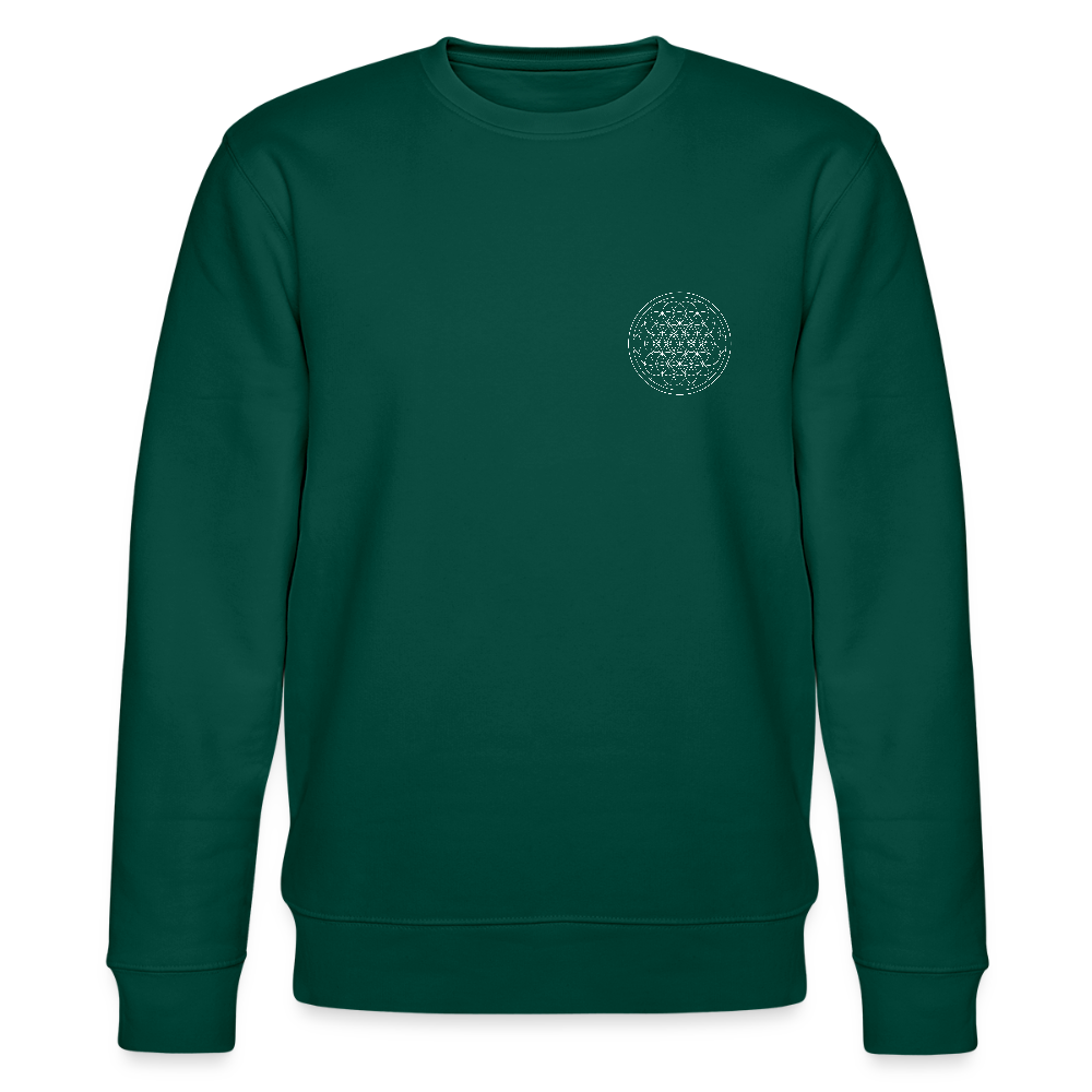 White flower of life Organic  cotton men's sweatshirt - forest