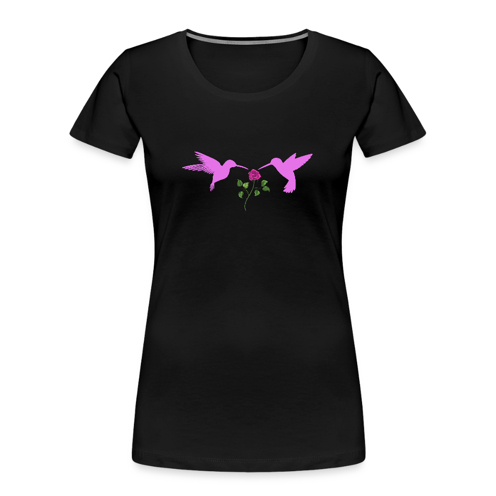 Pink Hummingbirds & Rose women’s organic cotton T-Shirt - black