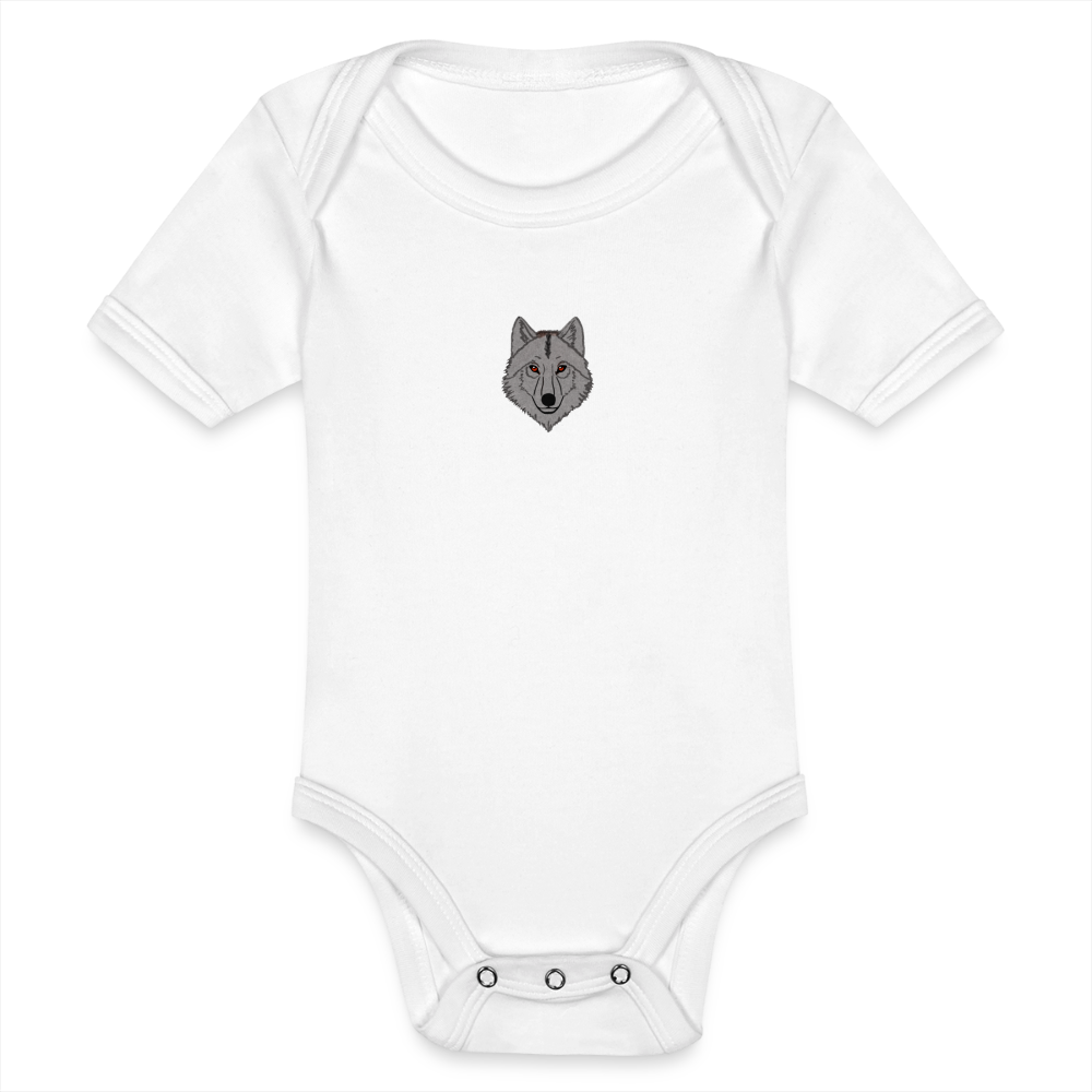 Wolf minimalist Organic Short-sleeved Baby Bodysuit - white