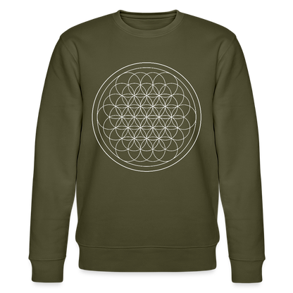 White flower of life GREENSTAR Organic  cotton men's sweatshirt - khaki