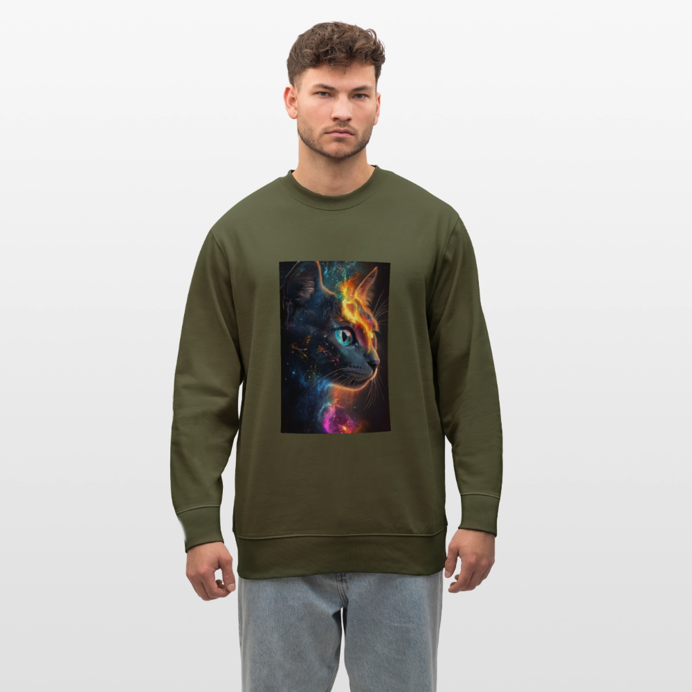 Cat men's organic cotton sweatshirt - khaki