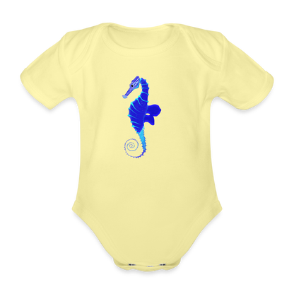 Seahorse Organic cotton short-sleeved Baby Bodysuit - washed yellow