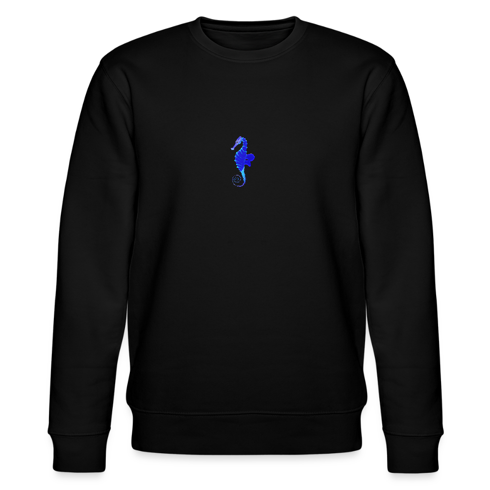 Seahorse minimalist organic cotton women's sweatshirt - black