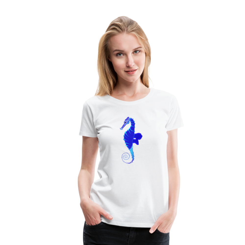 Blue Seahorse Women’s Premium T-Shirt - white