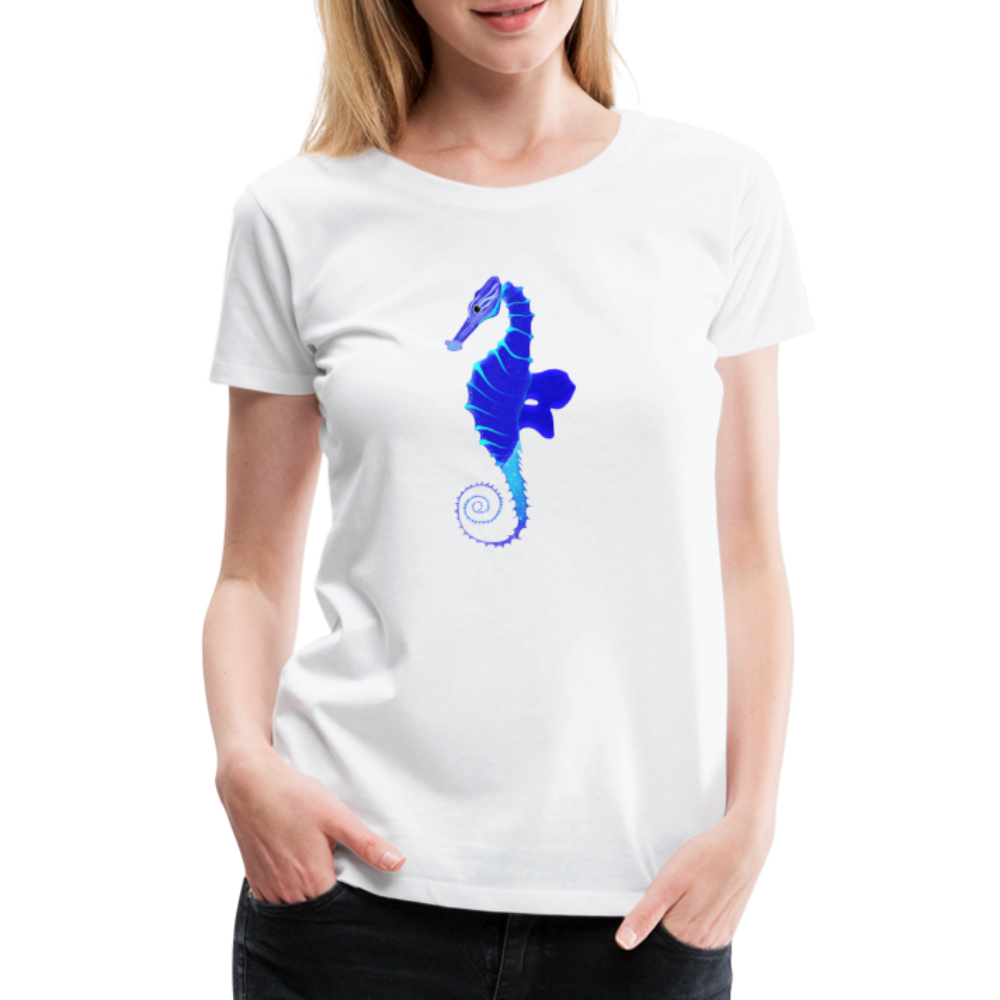 Blue Seahorse Women’s Premium T-Shirt - white