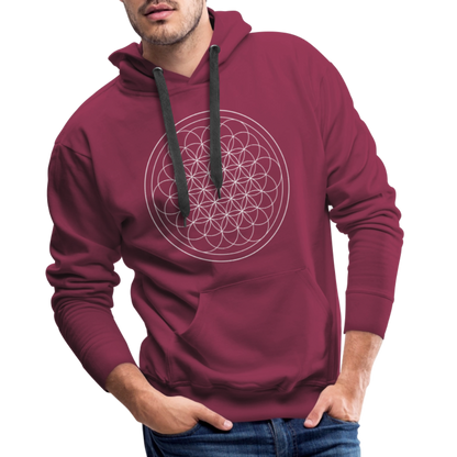 White flower of life men’s premium Hoodie - bordeaux