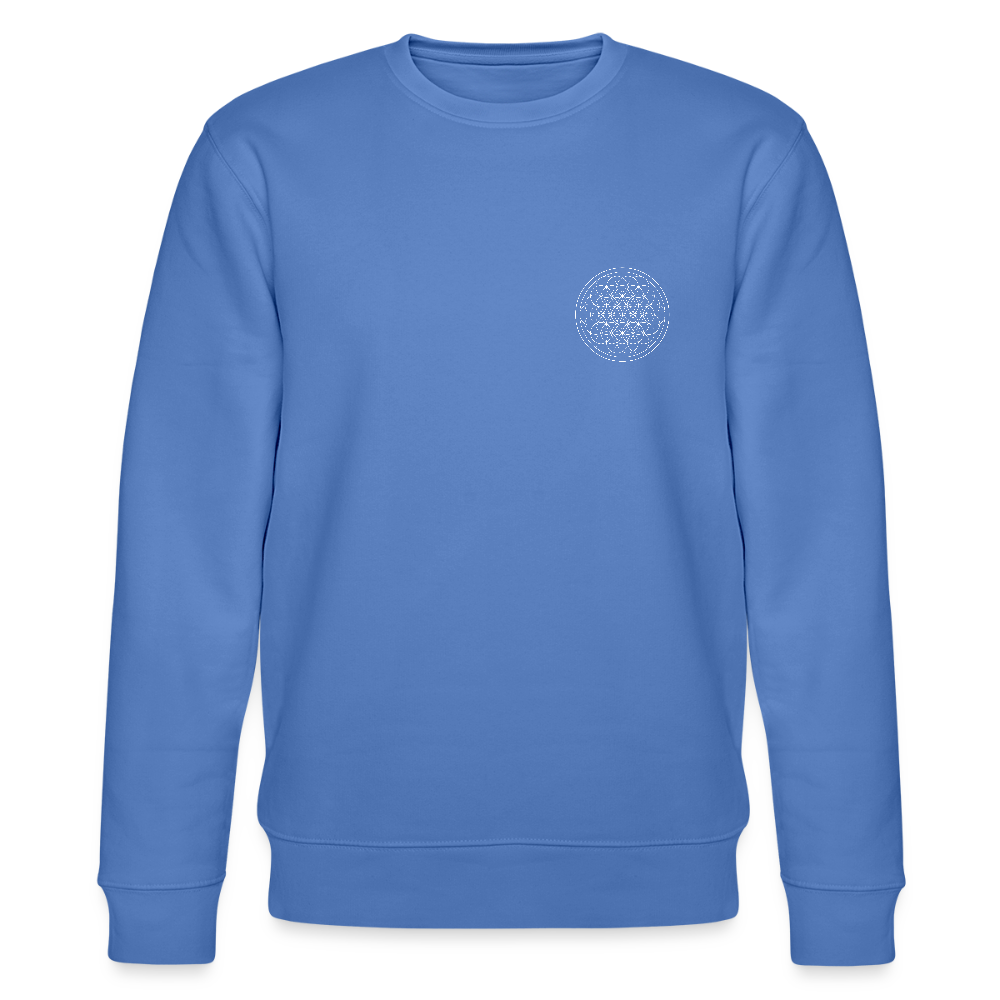 White flower of life Organic  cotton men's sweatshirt - bright blue