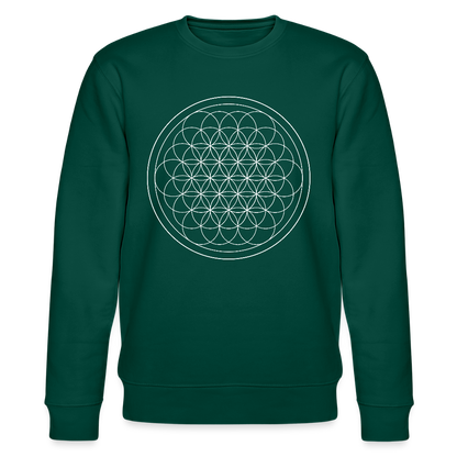 White flower of life organic cotton women's sweatshirt - forest