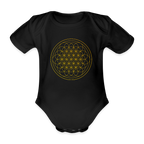 Golden flower of life Organic cotton short-sleeved Baby Bodysuit - black