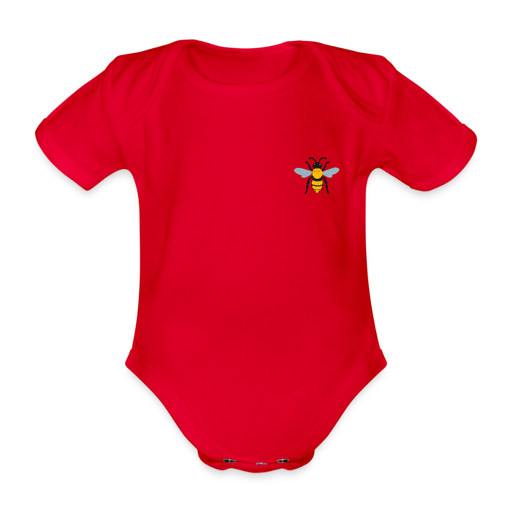 Bee Organic cotton short-sleeved Baby Bodysuit - red