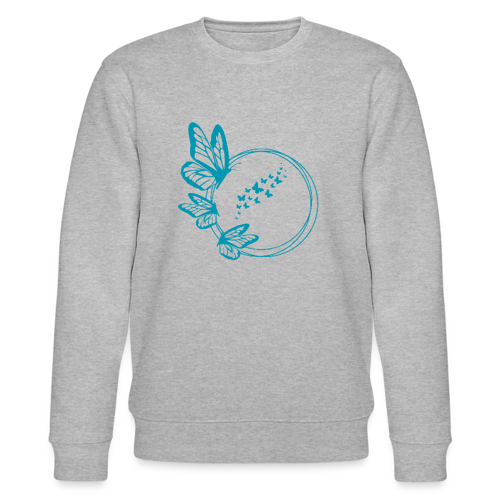 Blue butterflies women's organic cotton sweatshirt - heather grey