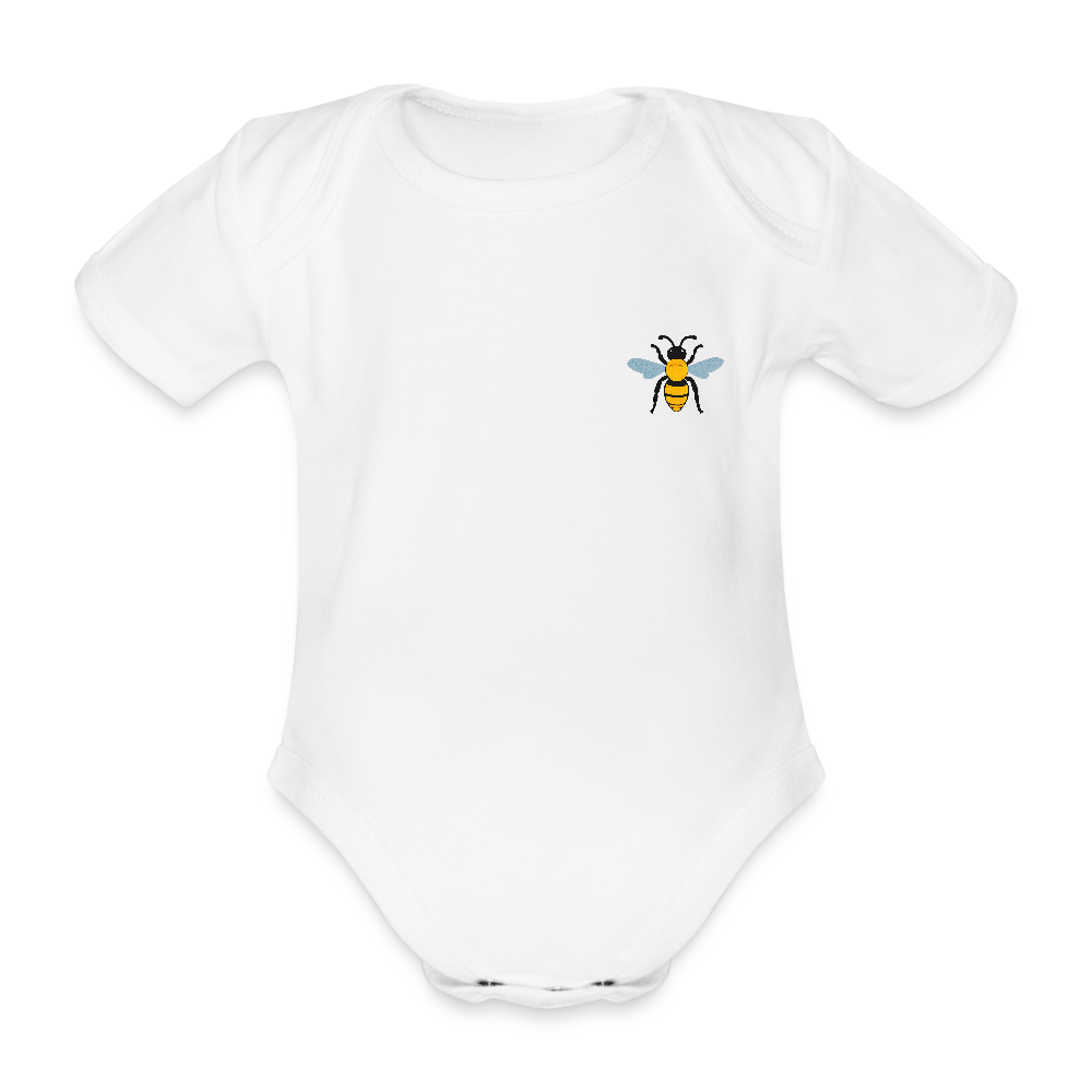 Bee Organic cotton short-sleeved Baby Bodysuit - white