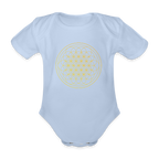 Golden flower of life Organic cotton short-sleeved Baby Bodysuit - sky
