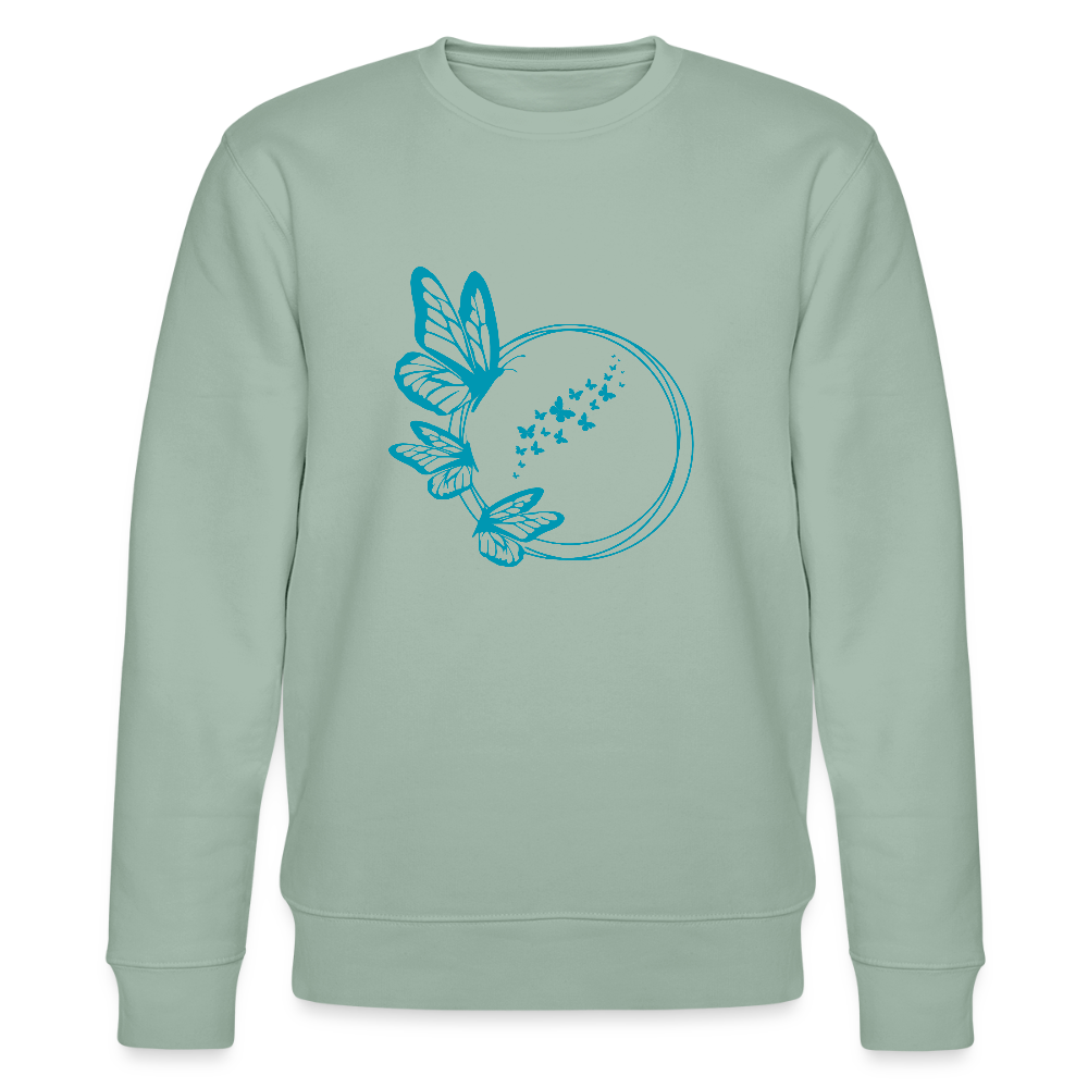 Blue butterflies women's organic cotton sweatshirt - aloe