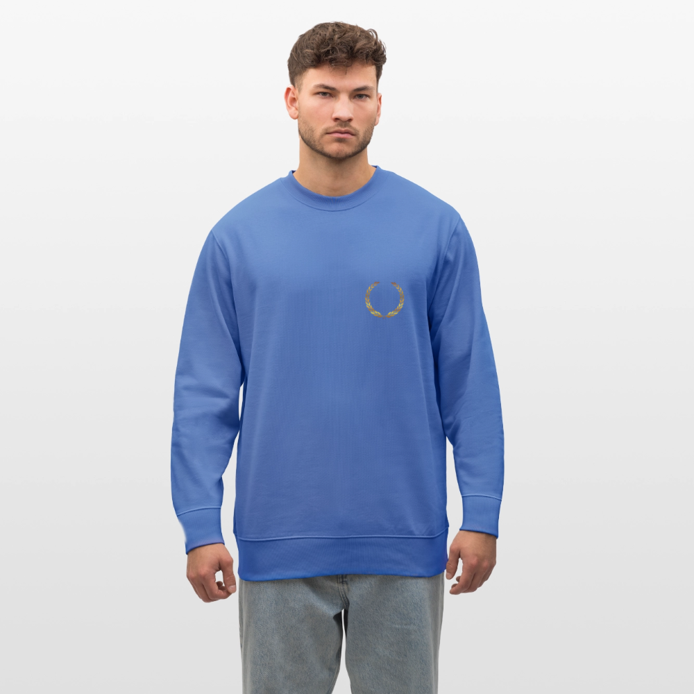 Golden laurels organic cotton men's sweatshirt - bright blue