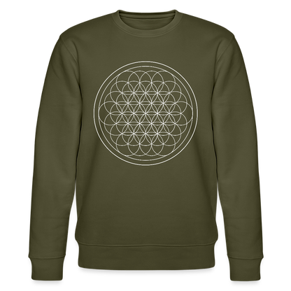 White flower of life organic cotton women's sweatshirt - khaki