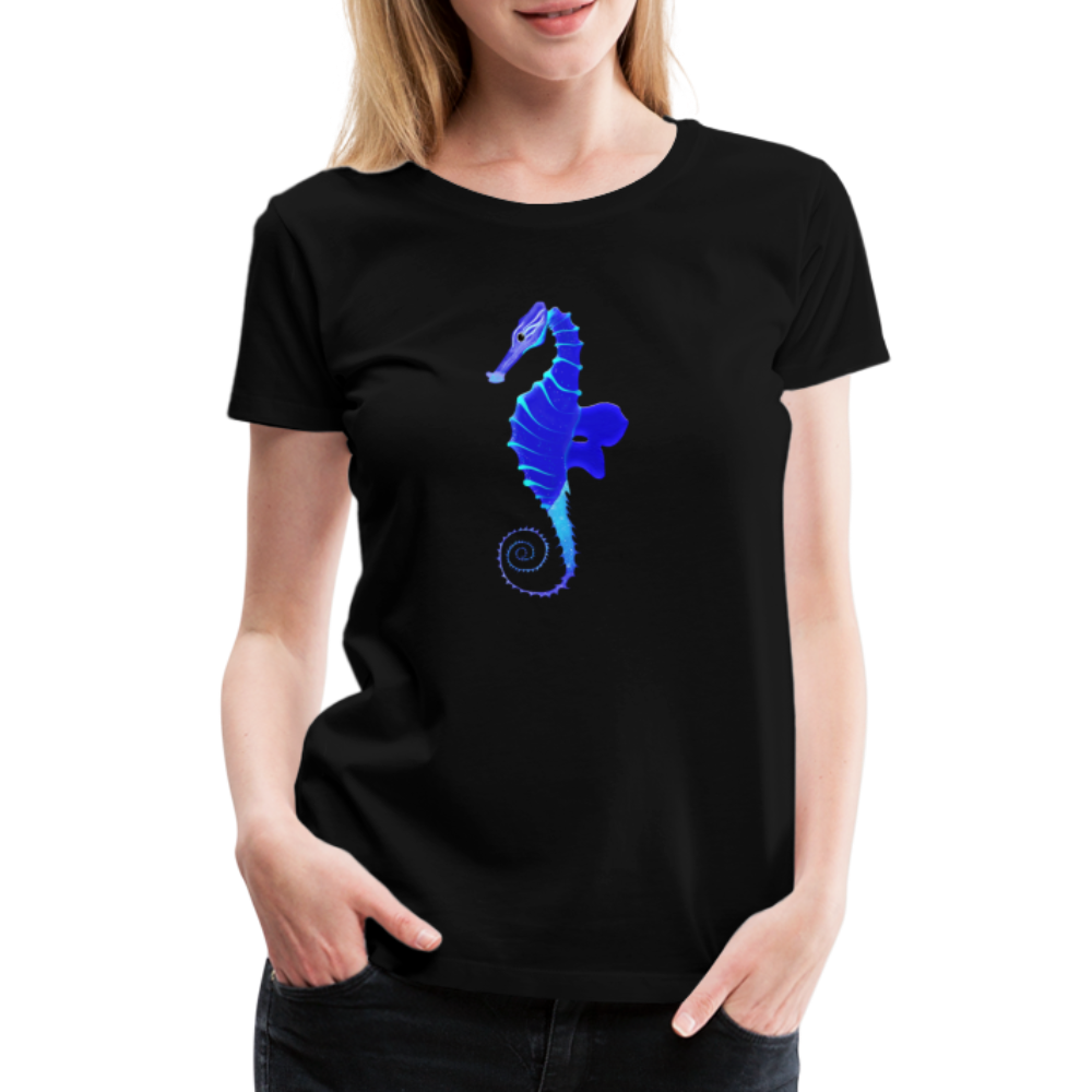 Blue Seahorse Women’s Premium T-Shirt - black