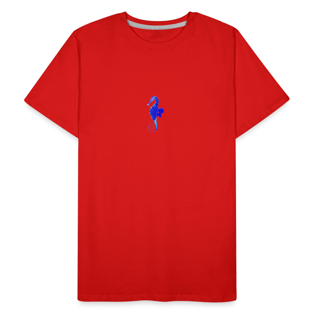 Seahorse minimalist men’s organic  cotton T-Shirt - red