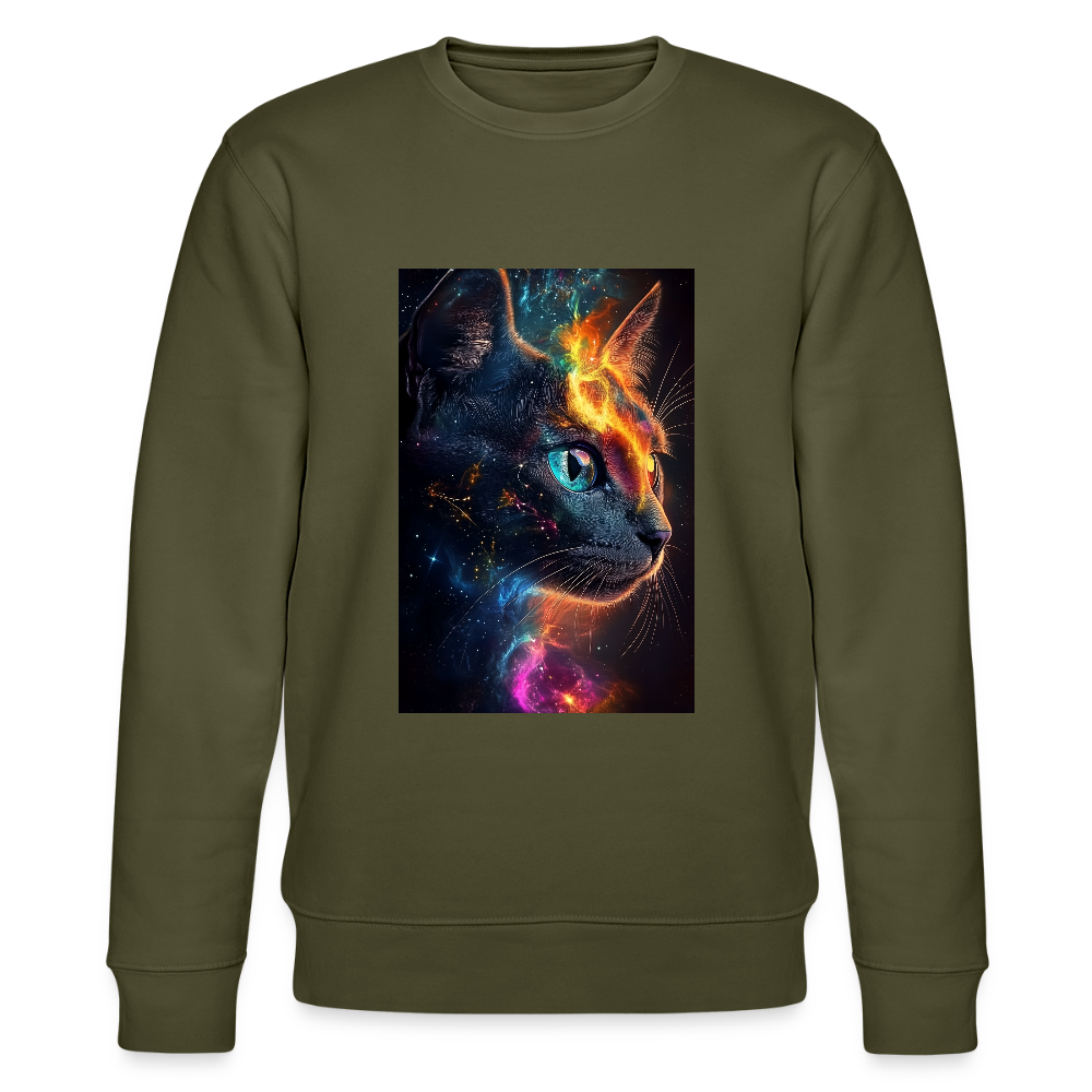 Cat men's organic cotton sweatshirt - khaki
