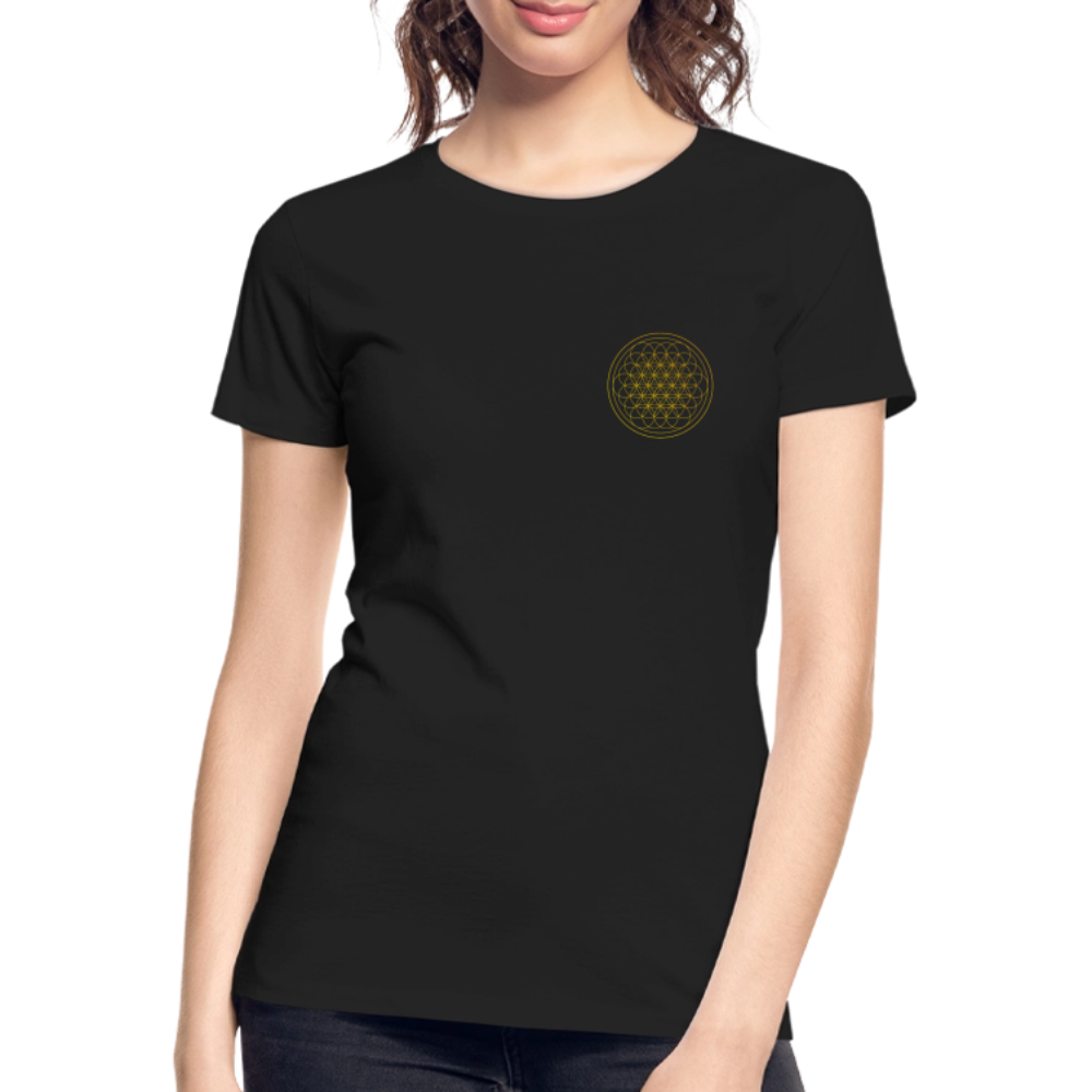 Golden Flower of Life Women’s Premium Organic Cotton T-Shirt - black
