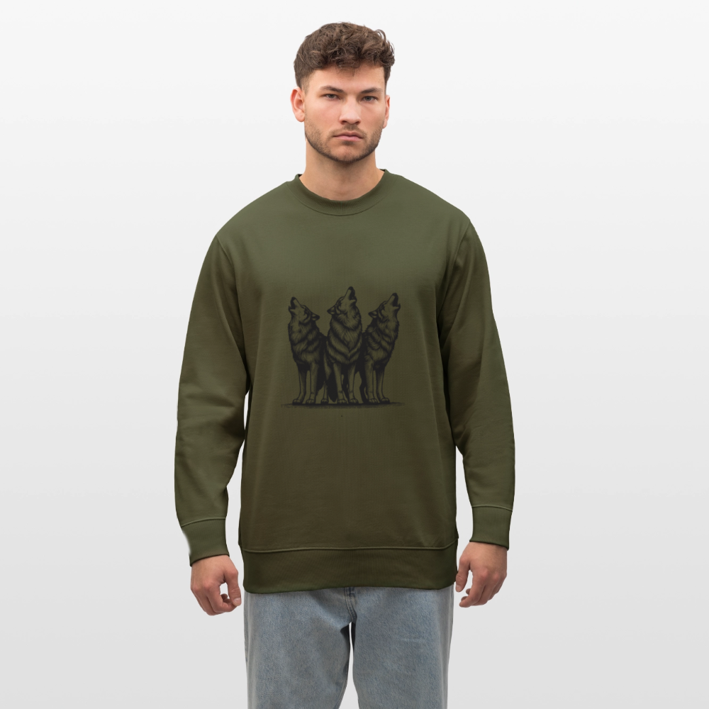 Wolves men's organic cotton sweatshirt - khaki