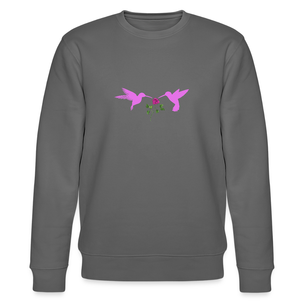 Pink Hummingbirds & Rose women's Organic cotton Sweatshirt - anthracite
