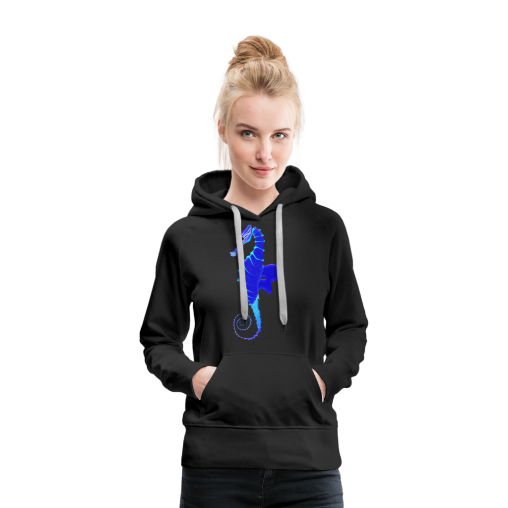 Blue Seahorse Women’s Premium Hoodie - black