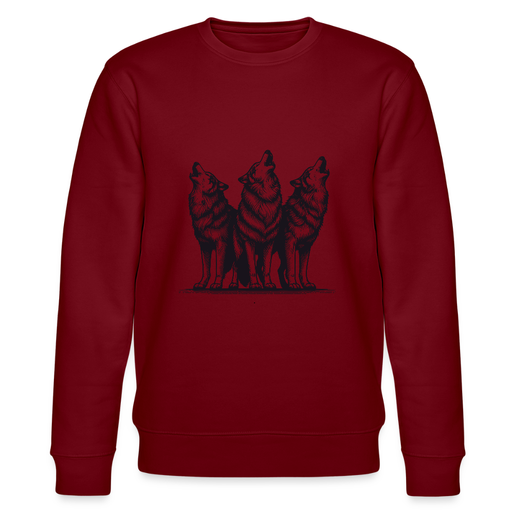 Wolves men's organic cotton sweatshirt - burgundy