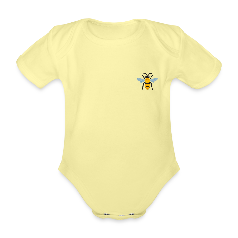 Bee Organic cotton short-sleeved Baby Bodysuit - washed yellow