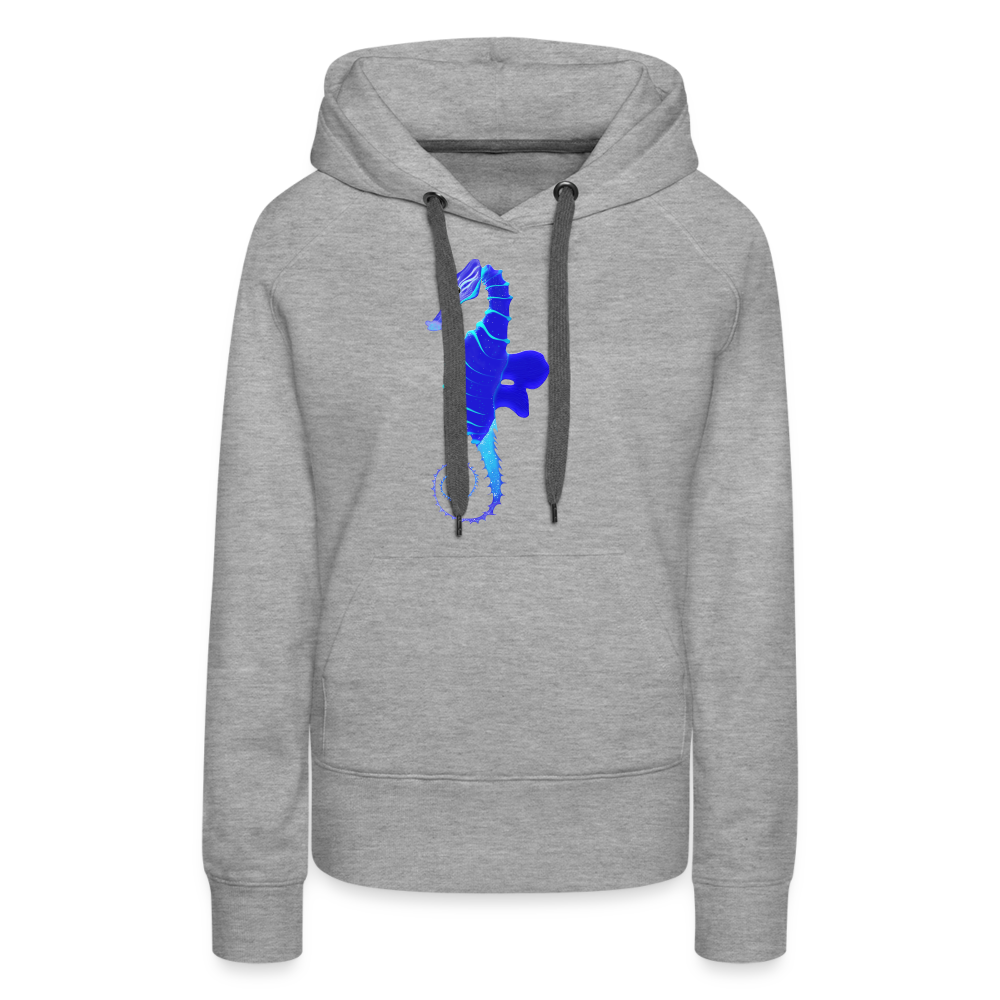 Blue Seahorse Women’s Premium Hoodie - heather grey