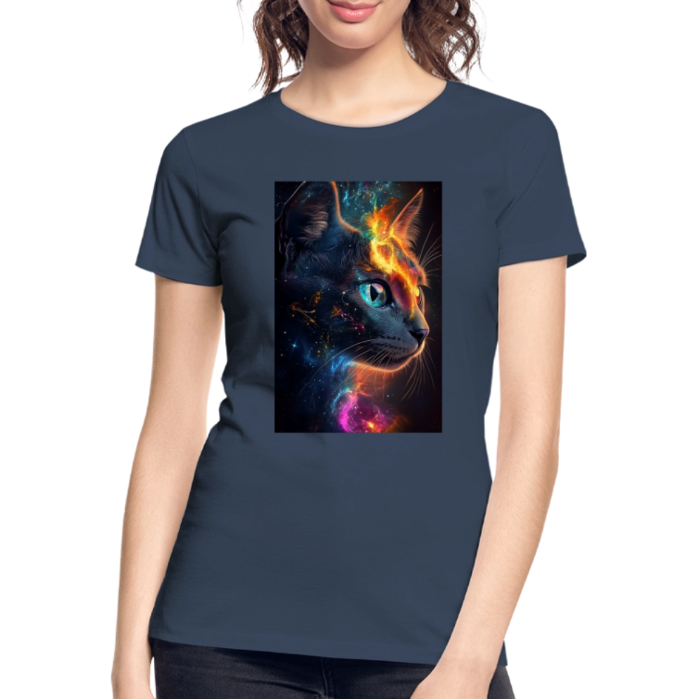 Cat women’s organic cotton T-Shirt - navy