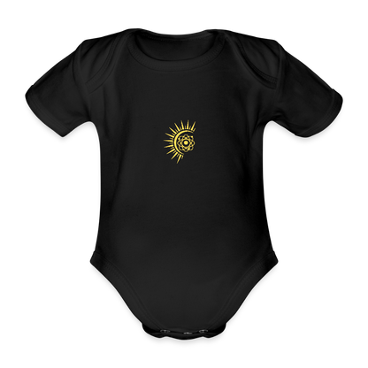 Atom Organic cotton short-sleeved Baby Bodysuit - black